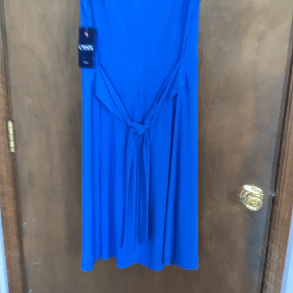 Chaps sleeveless fit and flare dress ties in back size L - Picture 13 of 16